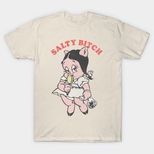 Humorous Salty Bitch Faded-Style Design T-Shirt